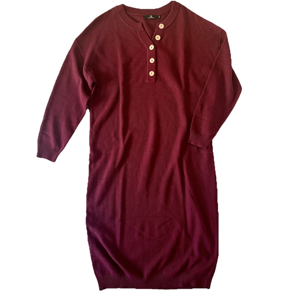 Lillusory Women Long Dress Medium Burgundy Pullover Sweater Maxi‎ Knit Oversized